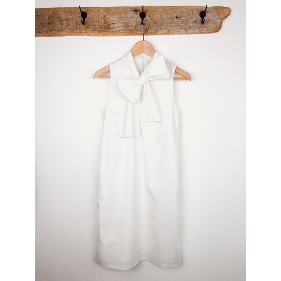 Banana Republic White Bow Tie Neck Shift Dress 8 - Picture 2 of 8
